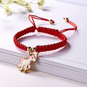 Pink Unicorn Gold Charm Red Rope Bracelet Party Gift
